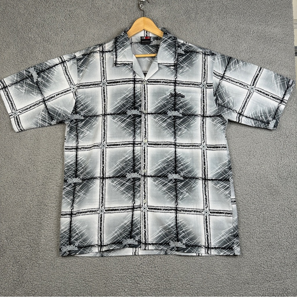 South Pole Shirt Mens Size XL Gray Loose Baggy Button Down Loop Collar Vintage